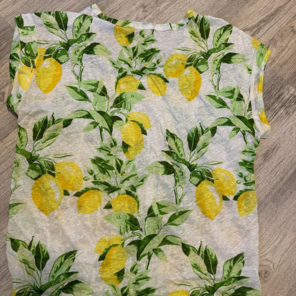 Loft linen lemon cap sleeve top.  Xsmall